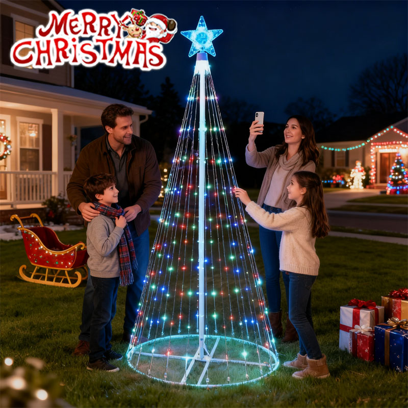 Outdoor Lighting Effects - Solar-Powered LED Waterfall String Lights Christmas