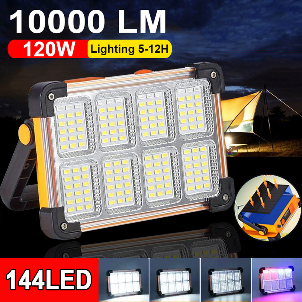 Outdoor Lighting Transformer - 144LED 10000LM Rechargeable Solar Flood Light
