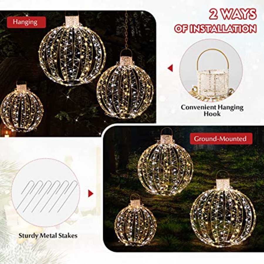 3 PCS Christmas LED Ball Light - Outdoor Lighting Event review and price