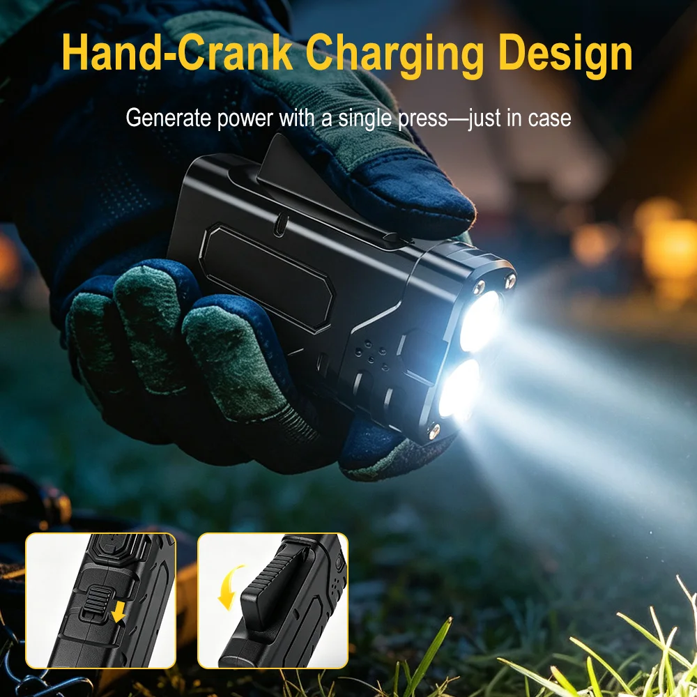 BORUIiT Hand Crank EDC LED Fla - Outdoor Lighting Quality review and price